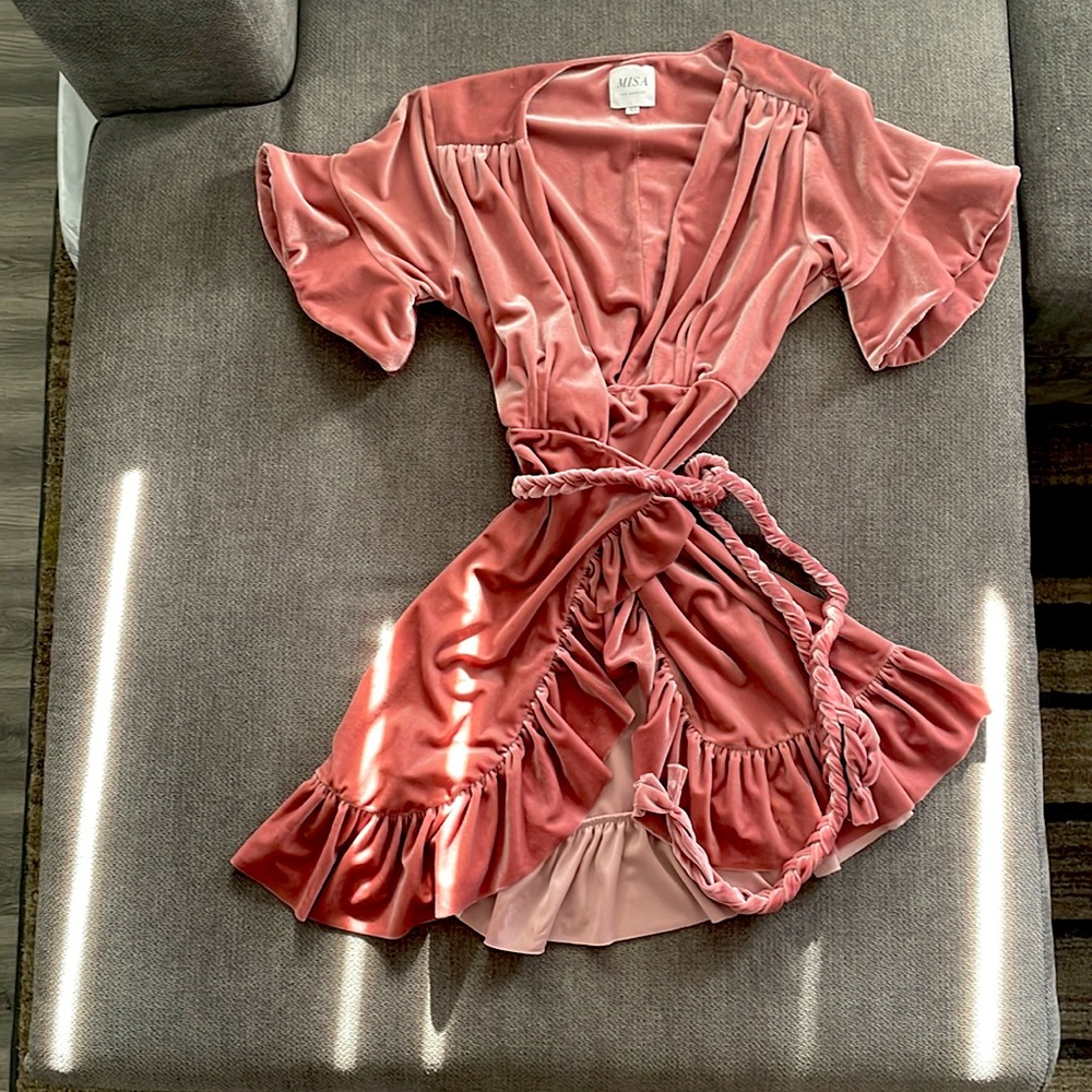 MISA Los Angeles velvet wrap dress